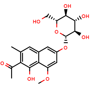 Chemical structure of Tinnevellin glucoside , CAS 80358-06-1, AChemBlock X194917