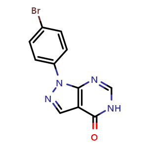 Chemical structure of 1-(4-Bromophenyl)-1H-pyrazolo[3,4-d]pyrimidin-4(5H)-one , CAS 864872-05-9, AChemBlock X194969