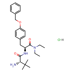 Chemical structure of (S)-2-Amino-N-[(S)-3-[4-(benzyloxy)phenyl]-1-(diethylamino)-1-oxo-2-propyl]-3,3-dimethylbutanamide hydrochloride , AChemBlock X195010