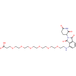 Chemical structure of 1-[[2-(2,6-Dioxo-3-piperidyl)-1,3-dioxo-4-isoindolinyl]amino]-3,6,9,12,15,18-hexaoxahenicosan-21-oic acid , CAS 2225148-49-0, AChemBlock X195018