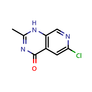 Chemical structure of 6-Chloro-2-methylpyrido[3,4-d]pyrimidin-4(1H)-one , CAS 1637671-24-9, AChemBlock X195031