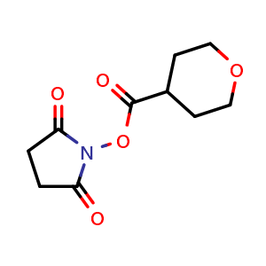 Chemical structure of 2,5-Dioxo-1-pyrrolidinyl Tetrahydro-2H-pyran-4-carboxylate , CAS 1369515-33-2, AChemBlock X195037