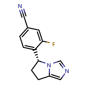 Chemical structure of (R)-4-(6,7-Dihydro-5H-pyrrolo[1,2-c]imidazol-5-yl)-3-fluorobenzonitrile , CAS 928134-65-0, AChemBlock X195052