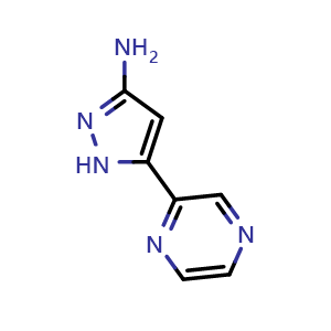 Chemical structure of 3-Amino-5-(2-pyrazinyl)pyrazole , CAS 1232224-86-0, AChemBlock X195063