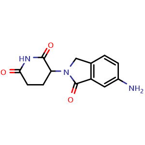 Chemical structure of 3-(6-Amino-1-oxoisoindolin-2-yl)piperidine-2,6-dione , CAS 191732-74-8, AChemBlock X195067