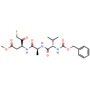 Chemical structure of Methyl (S)-3-[(S)-2-[(S)-2-(Cbz-amino)-3-methylbutanamido]propanamido]-5-fluoro-4-oxopentanoate , CAS 187389-52-2, AChemBlock X195085