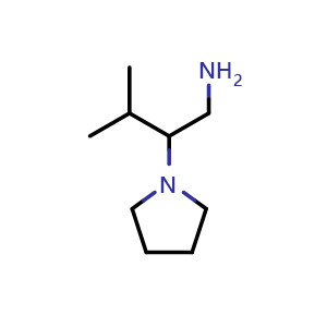 Chemical structure of 1-Amino-3-methyl-2-(1-pyrrolidinyl)butane , CAS 929343-27-1, AChemBlock X195096