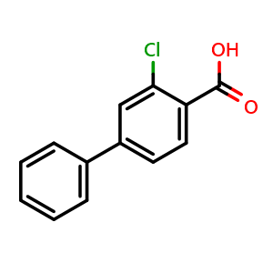Chemical structure of 3-Chlorobiphenyl-4-carboxylic acid , CAS 5728-40-5, AChemBlock X195141