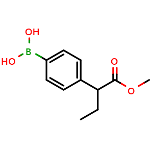 Chemical structure of 4-(1-Methoxy-1-oxo-2-butyl)phenylboronic acid , AChemBlock X195174