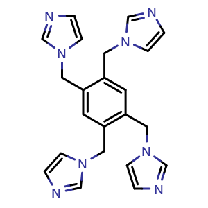 Chemical structure of 1,2,4,5-Tetrakis[(1-imidazolyl)methyl]benzene , CAS 475094-90-7, AChemBlock X195178