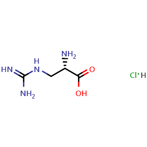 Chemical structure of 3-[(Aminoiminomethyl)amino]-L-alanine hydrochloride , CAS 1482-99-1, AChemBlock X195190