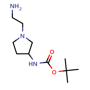 Chemical structure of 1-(2-Aminoethyl)-N-Boc-pyrrolidin-3-amine , CAS 1353977-52-2, AChemBlock X195203