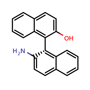 Chemical structure of (R)-2-Amino-2'-hydroxy-1,1'-binaphthyl , CAS 137848-29-4, AChemBlock X195226