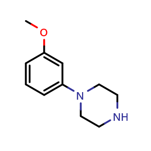 Chemical structure of 1-(3-Methoxyphenyl)piperazine , CAS 16015-71-7, AChemBlock X195241