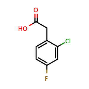Chemical structure of 2-Chloro-4-fluorobenzeneacetic acid , CAS 177985-32-9, AChemBlock X195254