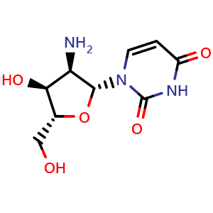 Chemical structure of 2'-Amino-2'-deoxyuridine , CAS 26889-39-4, AChemBlock X195277