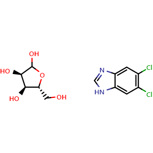 Chemical structure of 5,6-Dichlorobenzimidazole riboside , CAS 53-85-0, AChemBlock X195329