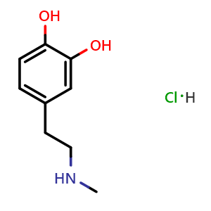 Chemical structure of N-Methyldopamine (hydrochloride) , CAS 62-32-8, AChemBlock X195341