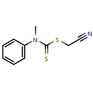 Chemical structure of cyanomethyl methyl(phenyl)carbamodithioate , CAS 76926-16-4, AChemBlock X195378
