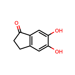 Chemical structure of 5,6-Dihydroxyindan-1-one , CAS 124702-80-3, AChemBlock X195420