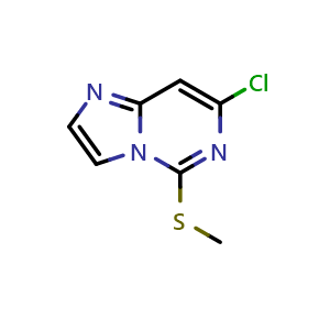 Chemical structure of 7-Chloro-5-(methylthio)imidazo[1,2-c]pyrimidine , CAS 872059-27-3, AChemBlock X195436