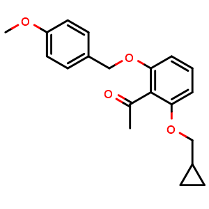 Chemical structure of 1-(2-(Cyclopropylmethoxy)-6-(4-methoxybenzyloxy)phenyl)ethanone , CAS 405239-71-6, AChemBlock X195454