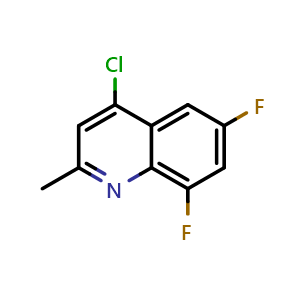Chemical structure of 4-Chloro-6,8-difluoro-2-methylquinoline , CAS 288151-31-5, AChemBlock X195458