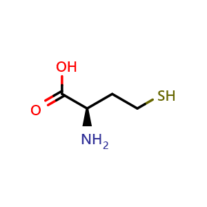 Chemical structure of (R)-2-Amino-4-mercaptobutanoic acid , CAS 6027-14-1, AChemBlock X195466