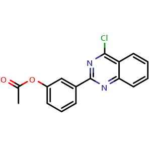 Chemical structure of 3-(4-Chloroquinazolin-2-yl)phenyl acetate , CAS 911417-24-8, AChemBlock X195472