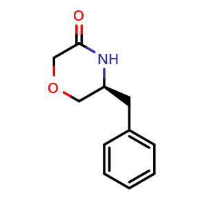 Chemical structure of (5S)-5-Benzylmorpholin-3-one , CAS 101250-48-0, AChemBlock X195473