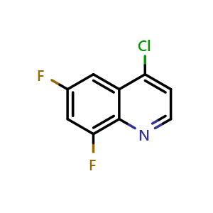 Chemical structure of 4-Chloro-6,8-difluoroquinoline , CAS 239463-89-9, AChemBlock X195478