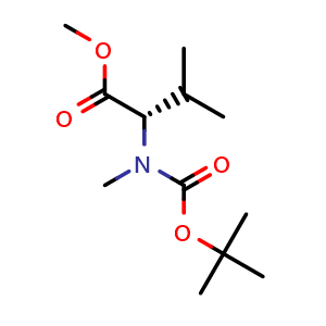 Chemical structure of Methyl (S)-2-((tert-butoxycarbonyl)(methyl)amino)-3-methylbutanoate , CAS 24164-06-5, AChemBlock X195481