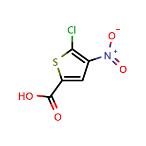 Chemical structure of 5-Chloro-4-nitrothiophene-2-carboxylic acid , CAS 89166-85-8, AChemBlock X195511