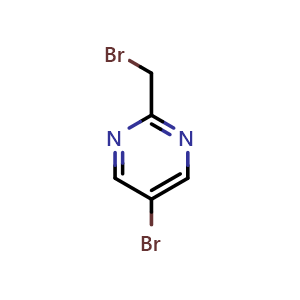 Chemical structure of 5-Bromo-2-(bromomethyl)pyrimidine , CAS 1193116-74-3, AChemBlock X195526