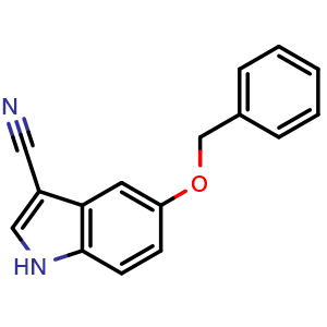 Chemical structure of 5-(Benzyloxy)-1H-indole-3-carbonitrile , CAS 194490-25-0, AChemBlock X195600