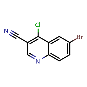 Chemical structure of 6-Bromo-4-chloroquinoline-3-carbonitrile , CAS 364793-54-4, AChemBlock X195634