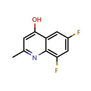 Chemical structure of 6,8-difluoro-2-methyl-4-Quinolinol , CAS 219689-64-2, AChemBlock X195653
