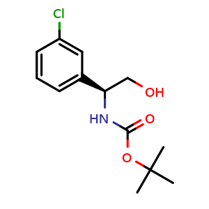 Chemical structure of (S)-tert-Butyl (1-(3-chlorophenyl)-2-hydroxyethyl)carbamate , CAS 1379546-46-9, AChemBlock X195663