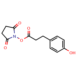 Chemical structure of 3-(p-Hydroxyphenyl)propionic acid-N-hydroxy succinimide ester , CAS 34071-95-9, AChemBlock X195680