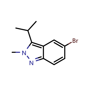Chemical structure of 5-bromo-3-isopropyl-2-methyl-2H-indazole , CAS 1528976-72-8, AChemBlock X195692