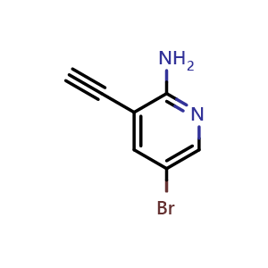 Chemical structure of 5-Bromo-3-ethynylpyridin-2-ylamine , CAS 1210838-82-6, AChemBlock X195717