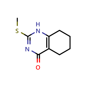 Chemical structure of 2-(Methylthio)-5,6,7,8-tetrahydroquinazolin-4(1H)-one , CAS 34170-21-3, AChemBlock X195721
