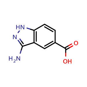 Chemical structure of 3-amino-1H-indazole-5-carboxylic acid , CAS 871709-84-1, AChemBlock X195761