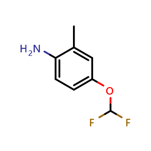 Chemical structure of 4-(Difluoromethoxy)-2-methylbenzenamine , CAS 39211-57-9, AChemBlock X195774