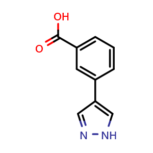 Chemical structure of 3-(1H-Pyrazol-4-yl)benzoic acid , CAS 1002535-21-8, AChemBlock X195789