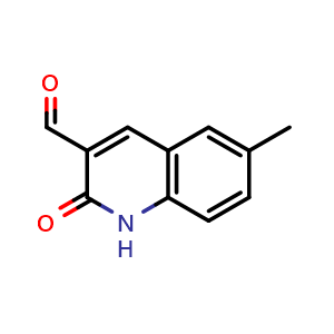 Chemical structure of 6-Methyl-2-oxo-1,2-dihydro-quinoline-3-carbaldehyde , CAS 101382-53-0, AChemBlock X195794