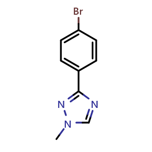 Chemical structure of 3-(4-Bromophenyl)-1-methyl-1H-1,2,4-triazole , CAS 1184174-04-6, AChemBlock X195811