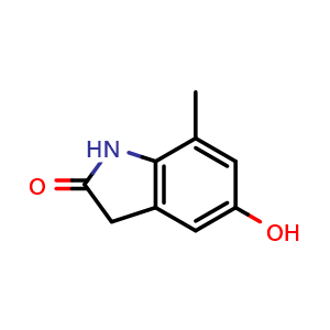 Chemical structure of 5-Hydroxy-7-methylindolin-2-one , CAS 1082041-62-0, AChemBlock X195817