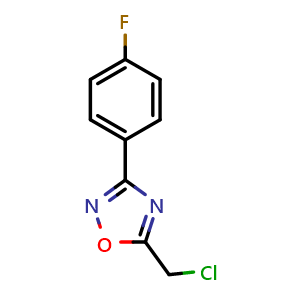 Chemical structure of 5-(Chloromethyl)-3-(4-fluorophenyl)-1,2,4-oxadiazole , CAS 721428-34-8, AChemBlock X195826