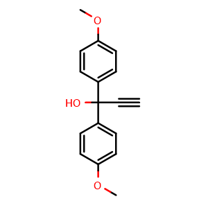 Chemical structure of 1,1-Bis(4-methoxyphenyl)prop-2-yn-1-ol , CAS 101597-25-5, AChemBlock X195834